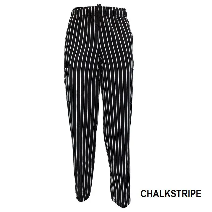 Wholesale men's black and white chalkstripe dress pants with drawstring waist
