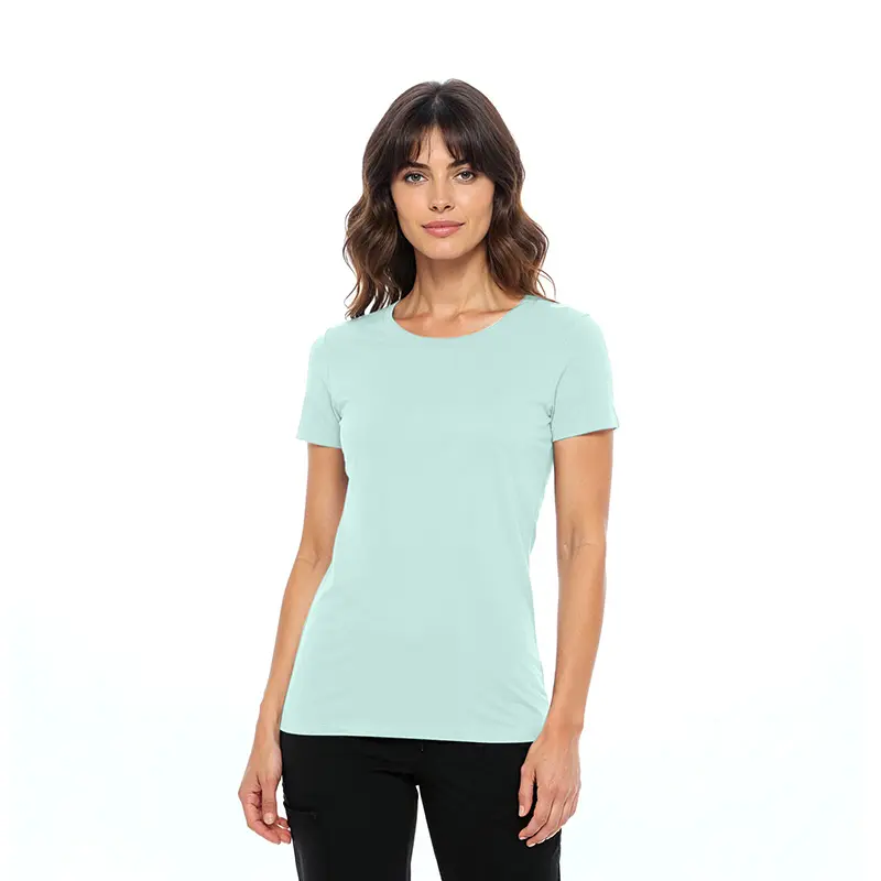 Wholesale women's short-sleeve crew neck t-shirt in mint green