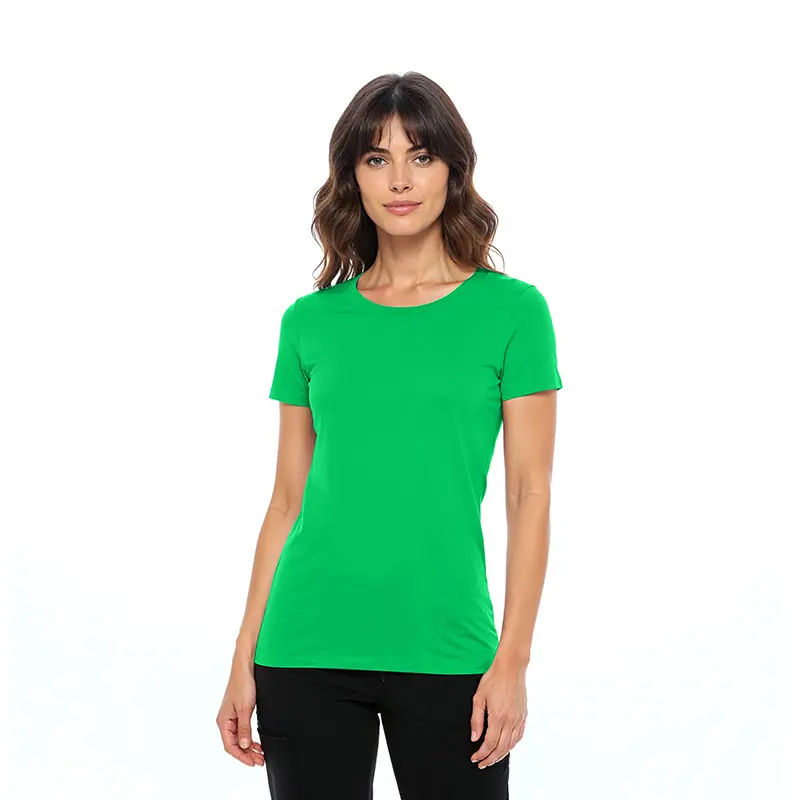 Wholesale women's green short-sleeve crew neck t-shirt