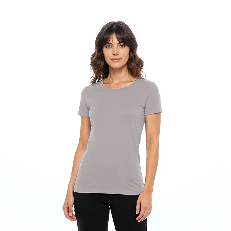 Wholesale women's gray short sleeve crew neck t-shirt