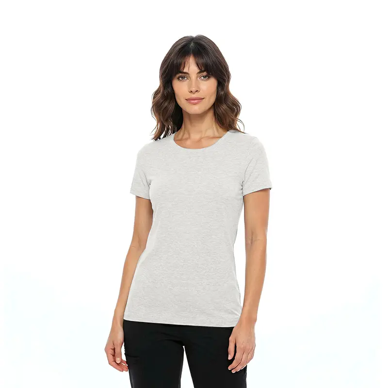 Wholesale women's light gray short-sleeve crew neck t-shirt