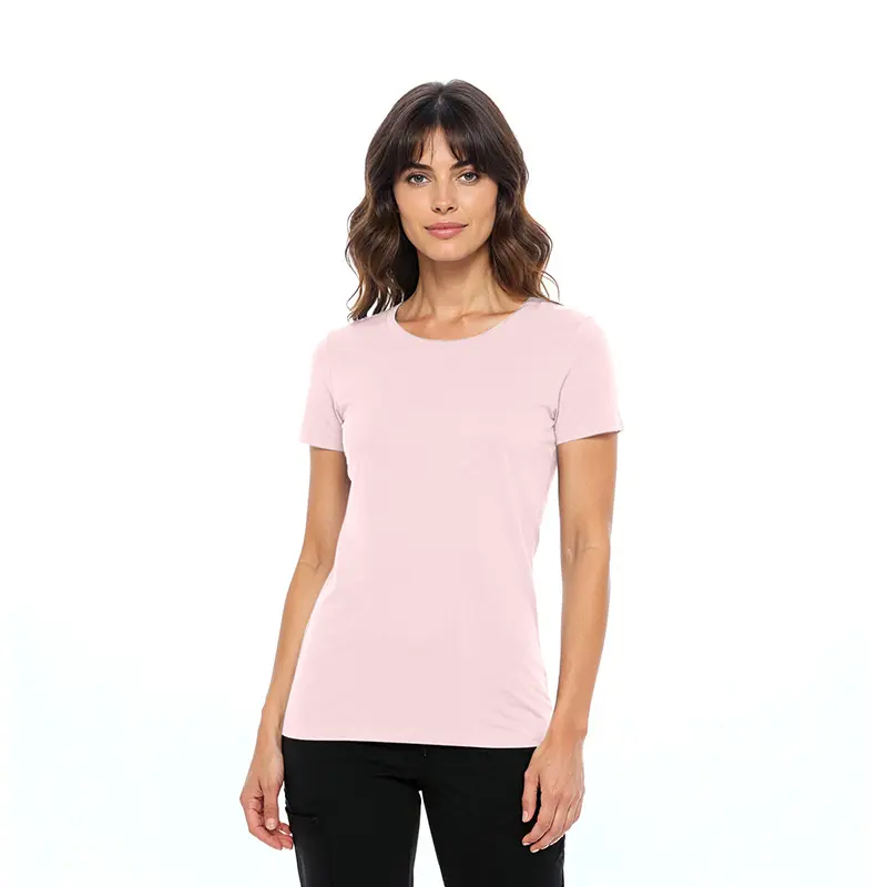 Wholesale women's pink short-sleeve crewneck t-shirt