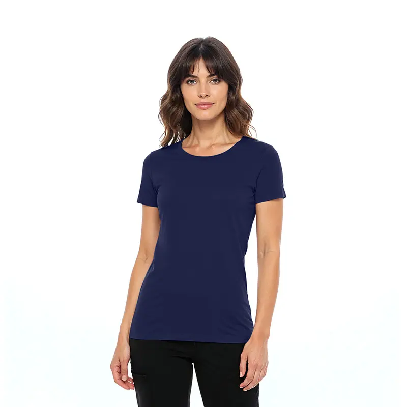 Wholesale women's navy blue short sleeve crew neck t-shirt