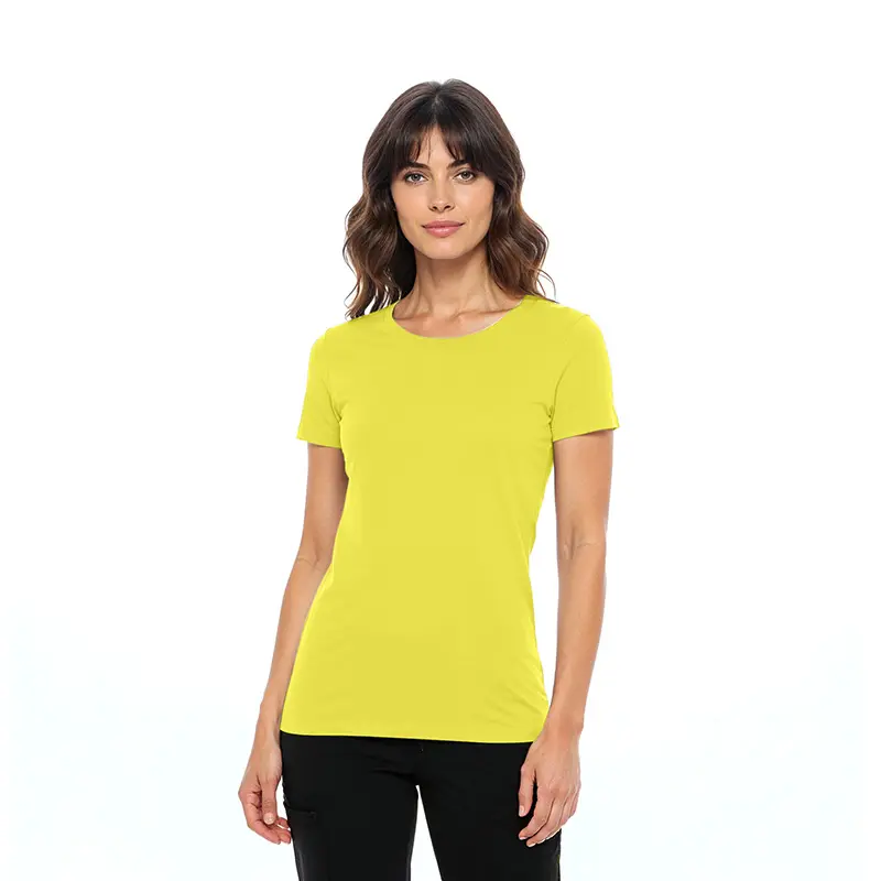 Wholesale women's yellow short-sleeve crew neck t-shirt