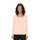 Wholesale women's long sleeve scoop neck fitted t-shirt in blush pink