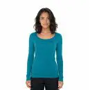 Wholesale women's teal long-sleeve scoop neck t-shirt