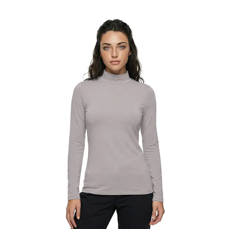 Wholesale women's long-sleeve turtleneck in taupe