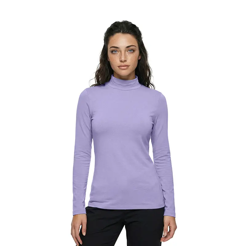 Wholesale women's lavender long-sleeve turtleneck fitted top