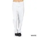 Wholesale women's white drawstring pants with straight leg fit and black shoes
