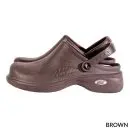 Wholesale brown clog with adjustable back strap and textured upper design