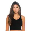 Wholesale women's black v-neck tank top with gold hoop earrings