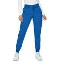 Wholesale women's blue jogger pants with cargo pockets and drawstring waist