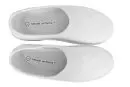 Wholesale pair of white natural uniforms slip-on shoes with gray fabric insoles