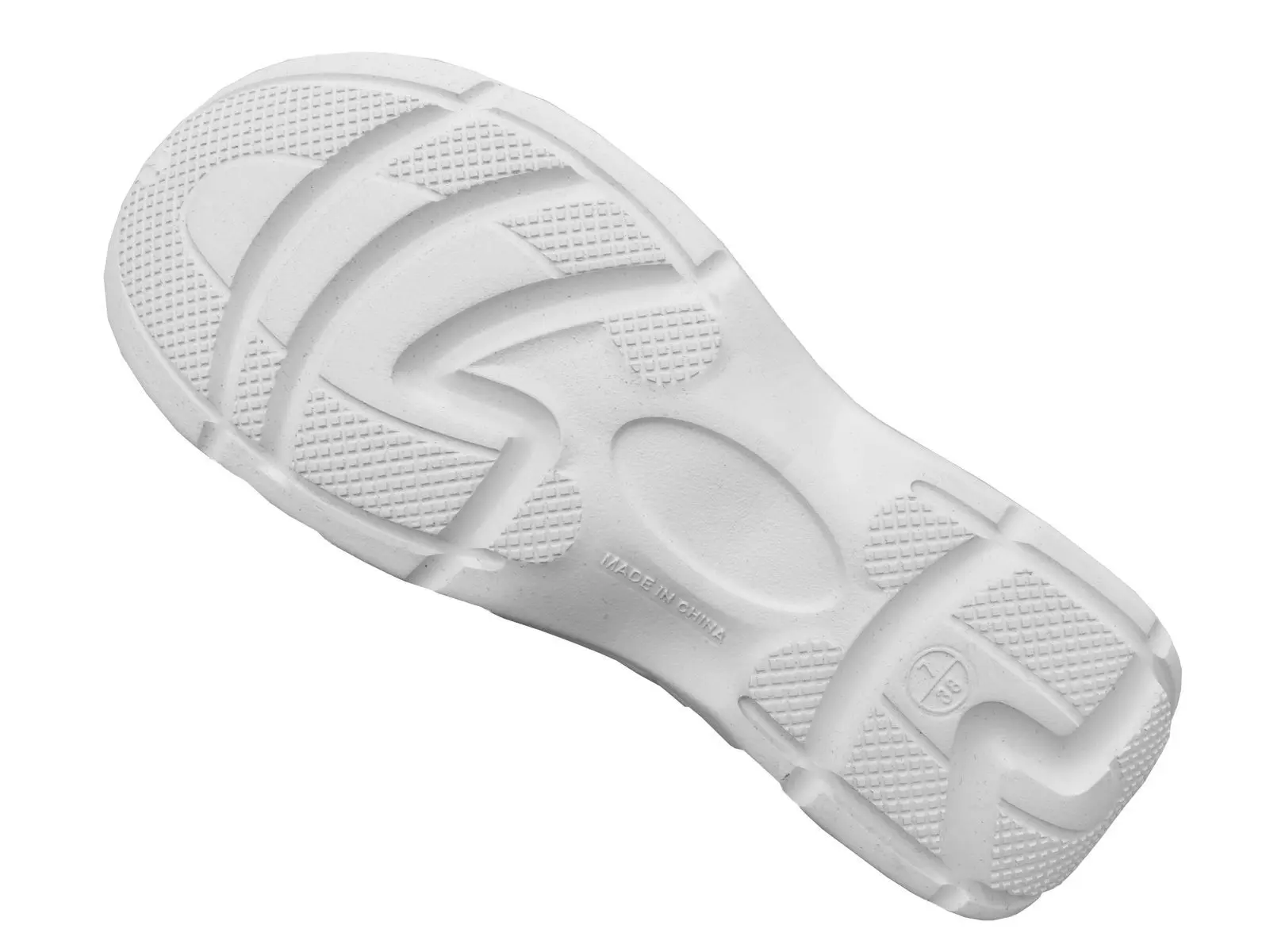 Wholesale white rubber shoe sole with textured grip pattern and curved design