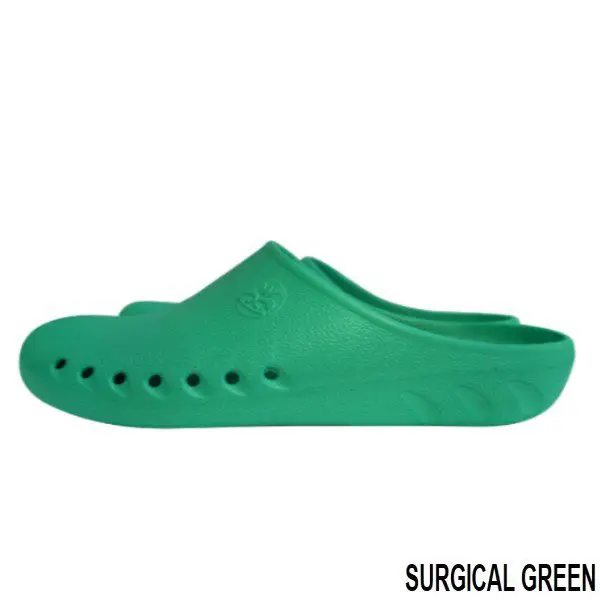 Wholesale surgical green foam clog with ventilation holes and contoured footbed