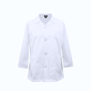 Wholesale women's white lab coat with three-quarter sleeves and front button closure