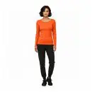 Wholesale women's orange long sleeve crew neck top with black jogger pants and black lace-up shoes