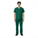 Wholesale men's green v-neck scrub top and cargo pants set