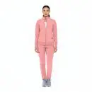 Wholesale women's pink zip-up track jacket and matching jogger pants set with white undershirt
