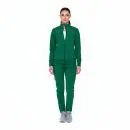 Wholesale women's green zip-up track jacket and matching jogger pants set with white sneakers