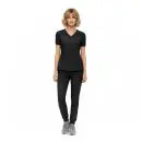 Wholesale women's black v-neck short-sleeve top and jogger pants set