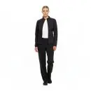 Wholesale women's black zip-up jacket with white undershirt and black pants