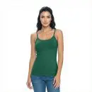 Wholesale women's green camisole tank top with adjustable straps and scoop neckline