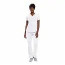 Wholesale women's white v-neck scrub top and pants set with short sleeves