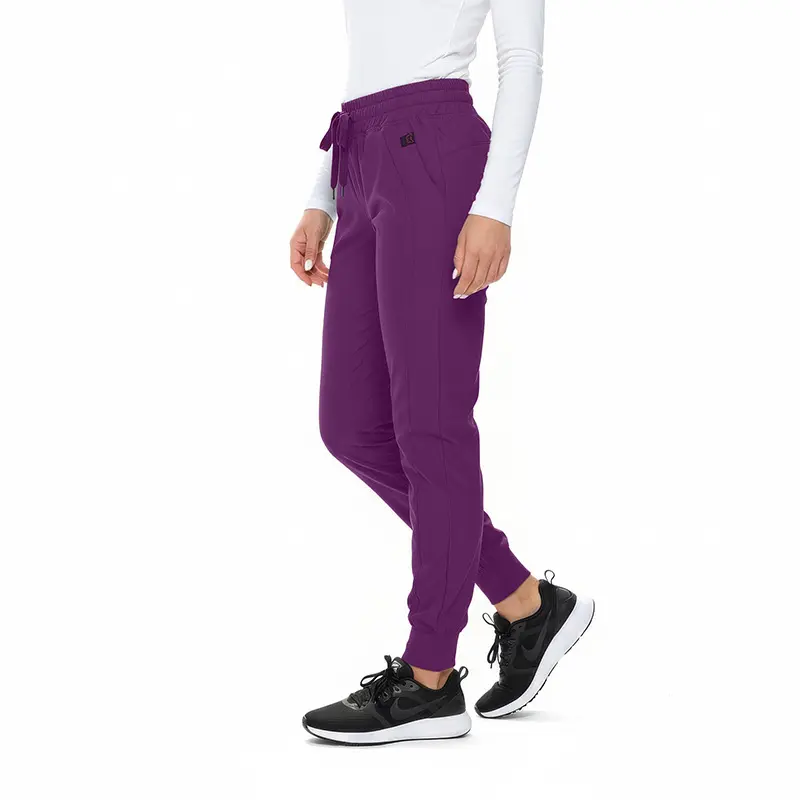 Wholesale women's purple jogger pants with drawstring waist and tapered ankles