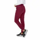 Wholesale women's burgundy jogger pants with elastic waistband and cuffed ankles