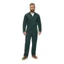 Wholesale men's dark green long-sleeve coverall with front zip closure and brown work boots