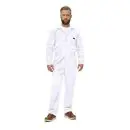 Wholesale men's white long-sleeve coverall with chest pocket and brown work boots