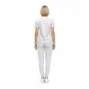 Wholesale women's white short-sleeve t-shirt and jogger pants set, back view
