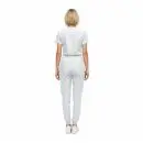 Wholesale women's white short-sleeve t-shirt and jogger pants set, back view