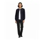 Wholesale women's navy button-front cardigan with white undershirt and black pants