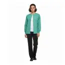 Wholesale women's teal button-up cardigan with white undershirt and black pants