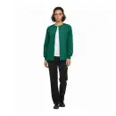 Wholesale women's green button-front cardigan with white undershirt and black pants