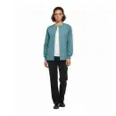 Wholesale women's teal button-up cardigan with white undershirt and black pants
