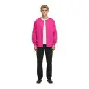Wholesale men's pink cardigan with white trim, white undershirt, and black pants