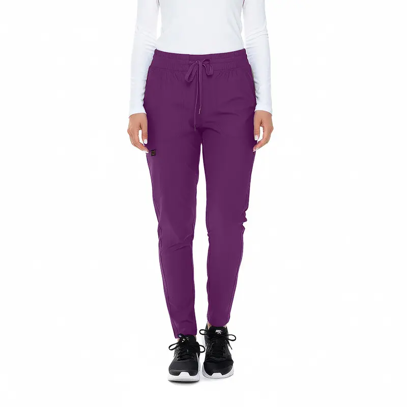 Wholesale women's purple jogger pants with drawstring waist and black sneakers
