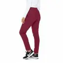 Wholesale women's burgundy high-waist ribbed leggings with side pockets and tapered ankles