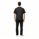 Wholesale men's black t-shirt and black pants with white sneakers, rear view