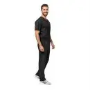 Wholesale men's black v-neck scrub top and pants set with drawstring waist