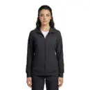 Wholesale women's black zip-up jacket with collar and front pockets