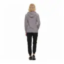 Wholesale women's gray hoodie with black jogger pants and black sneakers, back view