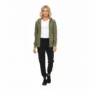 Wholesale women's olive zip-up hoodie with white t-shirt and black jogger pants