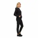 Wholesale women's black zip-up hoodie and jogger pants set with kangaroo pockets