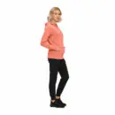 Wholesale women's coral zip-up hoodie with kangaroo pockets and black leggings