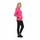 Wholesale women's hot pink zip-up hoodie with black leggings and black sneakers
