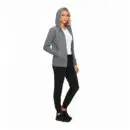 Wholesale women's gray hooded cardigan with white t-shirt and black pants